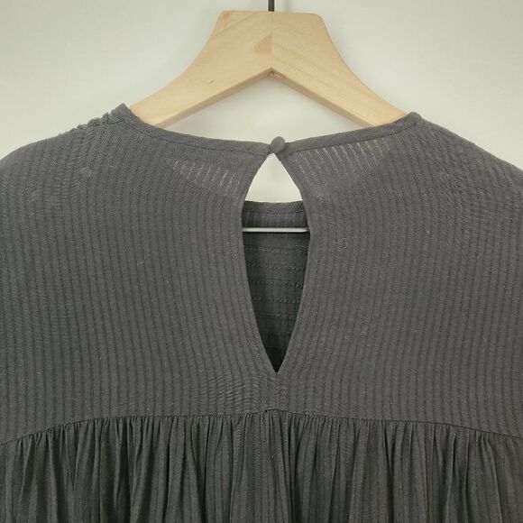 Zara Black Embroidered Peasant Top Size Small - Picture 6 of 7